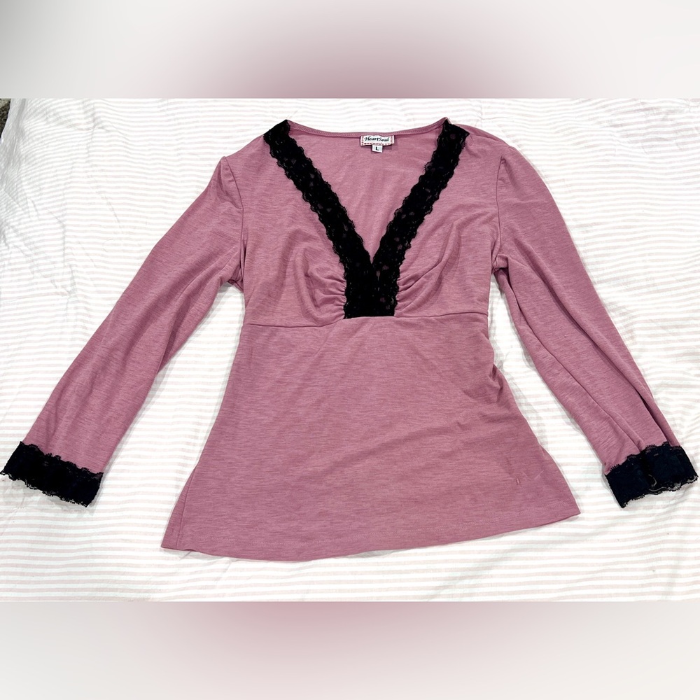 HeartSoul Pink Ruched Long Sleeve Blouse